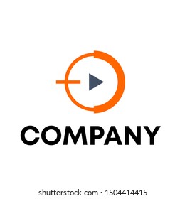 Music logo vector. video template logo for a recording sign