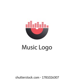 Music logo. Vinyl and equalizer icon