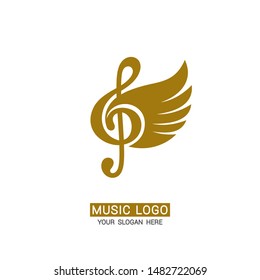 Music logo. Winged treble clef.