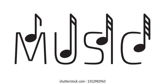 music logo. music word and music notes concept