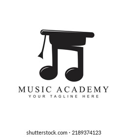 music logos abstract. toga hat logo concept. Music school flat logo template in black