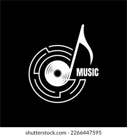 Music logos. Music logo design with music disc concept in letter G.