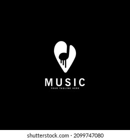 Music Logos. Music tone icon on White Map icon with silhouette style isolated on Black Background. Design Vector Icon Illustration