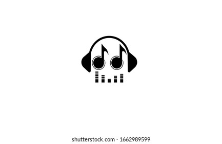 logos de música con tonos, auriculares y ecualizadores de siluetas de personas