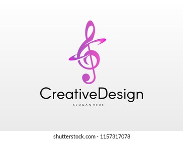 Music logotype. Musical key vector illustration