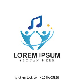 Music logotype vector design element simple illustration symbol note audio emblem concept modern
