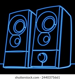 Music Loudspeakers. Speaker, columns icon neon glow vector illustration concept