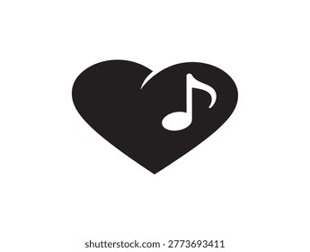 music love heart with eighth note flat design vector illustration