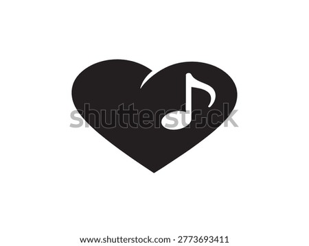 music love heart with eighth note flat design vector illustration