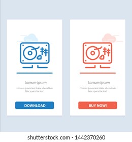 Music, Love, Heart, Wedding  Blue and Red Download and Buy Now web Widget Card Template