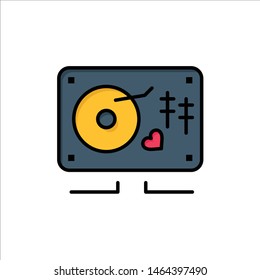 Music, Love, Heart, Wedding  Flat Color Icon. Vector icon banner Template. Vector Icon Template background