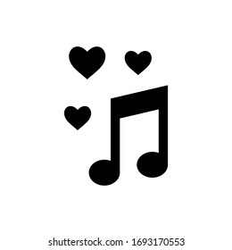 
Music love hearts vector icon