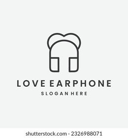 musik love logo design kombinieren mit earphone logo konzept .