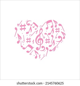 music love sign and symbol. romance music icon vector illustration.