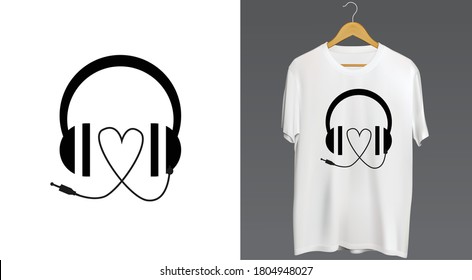 Music Love Tshirt Headphone Art