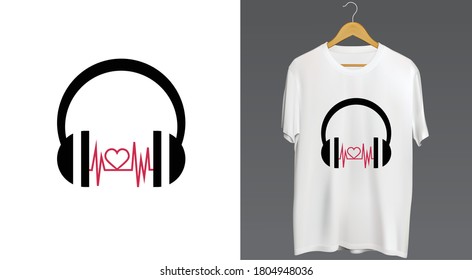 Music Love Tshirt Headphone Art