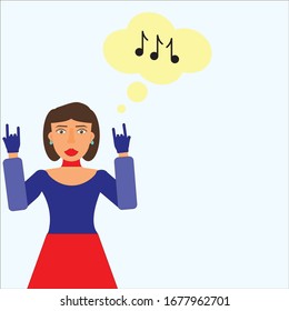 Music lover girl. People character vector illustration flat design