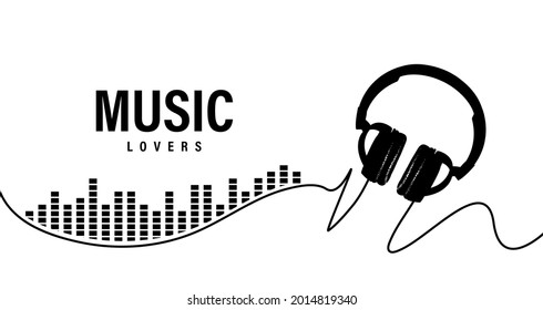 music lovers background. headphones on a white table. vector illustration