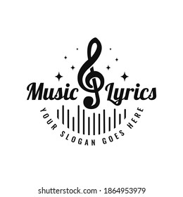 Music lyrics logo. Logo mark for concert, composer, orchestra, musician. Vector Illustration.