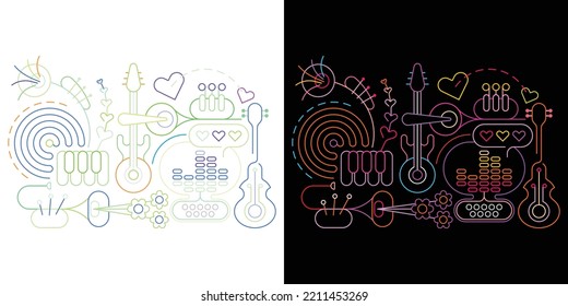 Music Machine Made of Lines Colorful