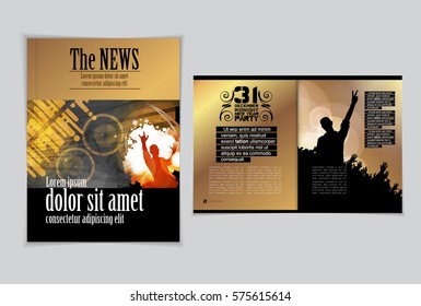 Music magazine layout, easy editable vector