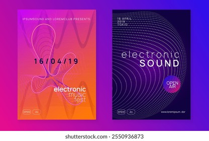 Music Magazine. Pink Edm Poster. Fest Banner. Festival Vector. Nightclub Radio Illustration. Violet Party Design. Night Club Trance Template. Blue Music Magazine