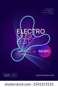 Music Magazine. Pink Fest Banner. Techno Trance Graphic. Electronic Beat Illustration. Discotheque Set. Festival Vector. Green Dance Poster. Violet Music Magazine