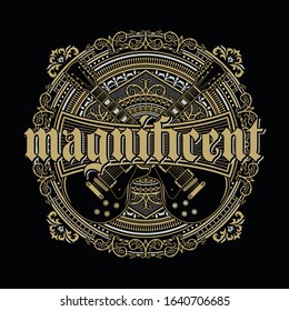 Music Magnificent Rock and roll ,Vintage,Luxury,Emblem,badge,T shirt design.