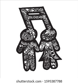 Music make people happy. Happy people with music. Zentangle art.