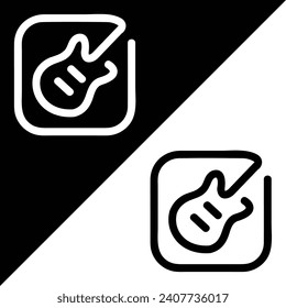 Music maker app vector icon, Outline style, isolated on Black and White Background.