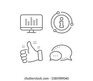 Music making line icon. Chat bubble, info sign elements. DJ app sign. Musical device symbol. Linear music making outline icon. Information bubble. Vector