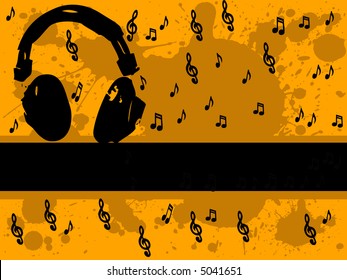 Music Man - Headphones and music notes (Vector Graphic)