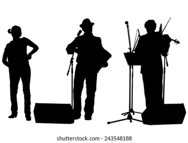 Music man whit accordion on white background