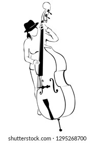 Music man whit jazz band on white background