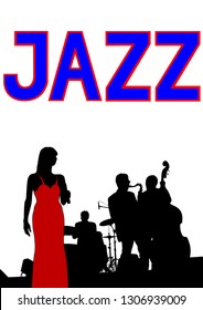 Music man whit jazz band at concert
