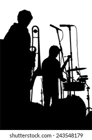 Music man whit trumpet  on white background