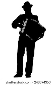 Music man white accordion on white background