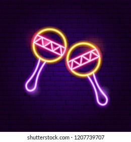 Music Maracas Neon Sign. Vector Illustration of Music Promotion.