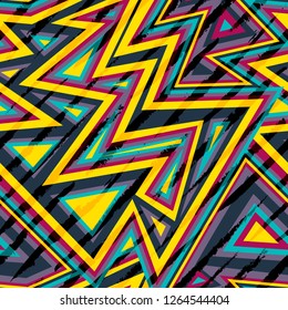 Music maze seamless pattern with grunge effect