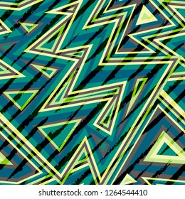 Music maze seamless pattern with grunge effect