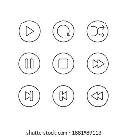 Music, Media icons set. All are 9 icons. Vector illustration. Editable strokes.