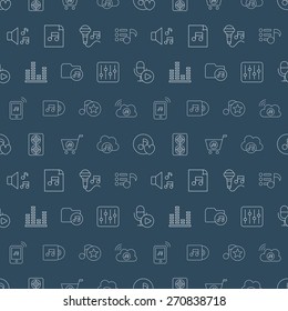 music media line icon pattern set