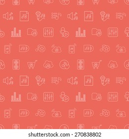 music media line icon pattern set