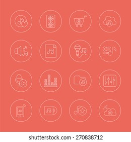 music media line icon set