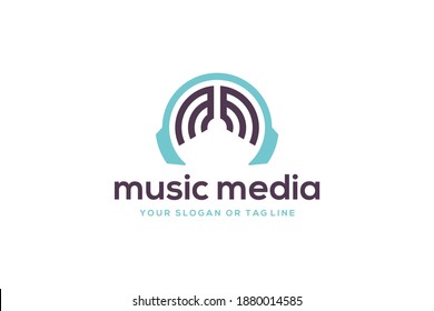 music media logo design vector	
template