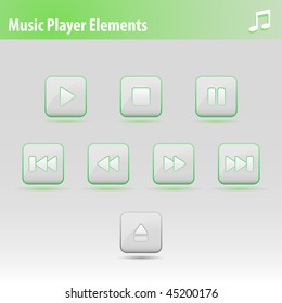 Music and Media Player Buttons. Vector illustration.