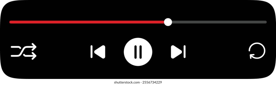 Music media player. Media player concept with play button, volume, rewind, forward. Vector illustration