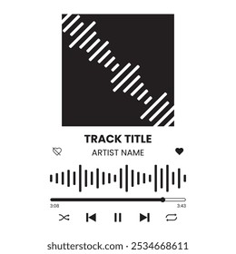 Music media player interface template. Music player vector design. Graphic mediaplayer panel template for mobile app. Modern playback of music application. Vector Illustration.