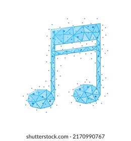 Music media polygonal wireframe composition of isolated shining image with polygons vector illustration