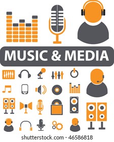 music & media signs. vector